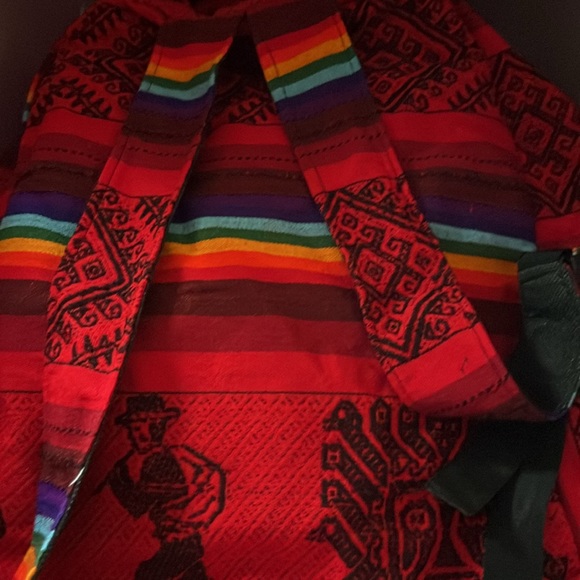 Backpack Machu Picchu Alpaca Lama Handwoven Red - Picture 12 of 12